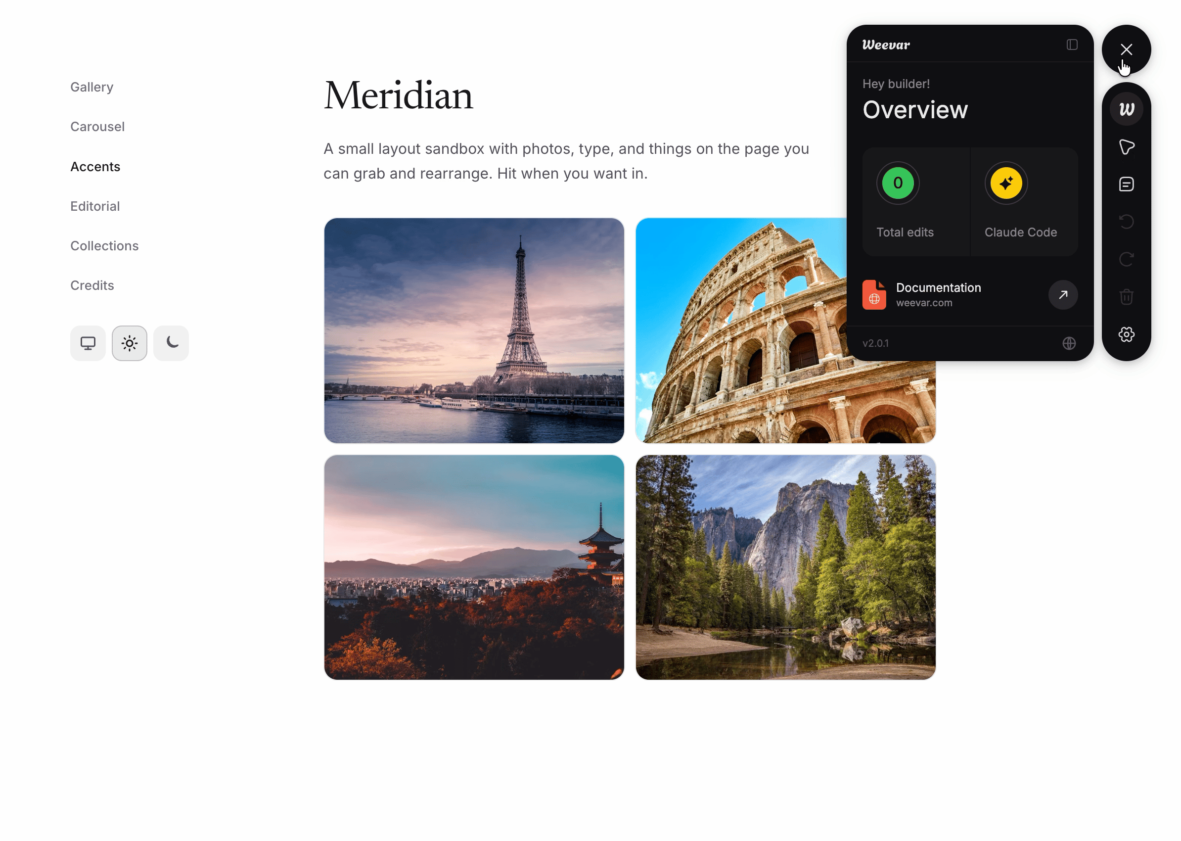 Edit controls for for web components
