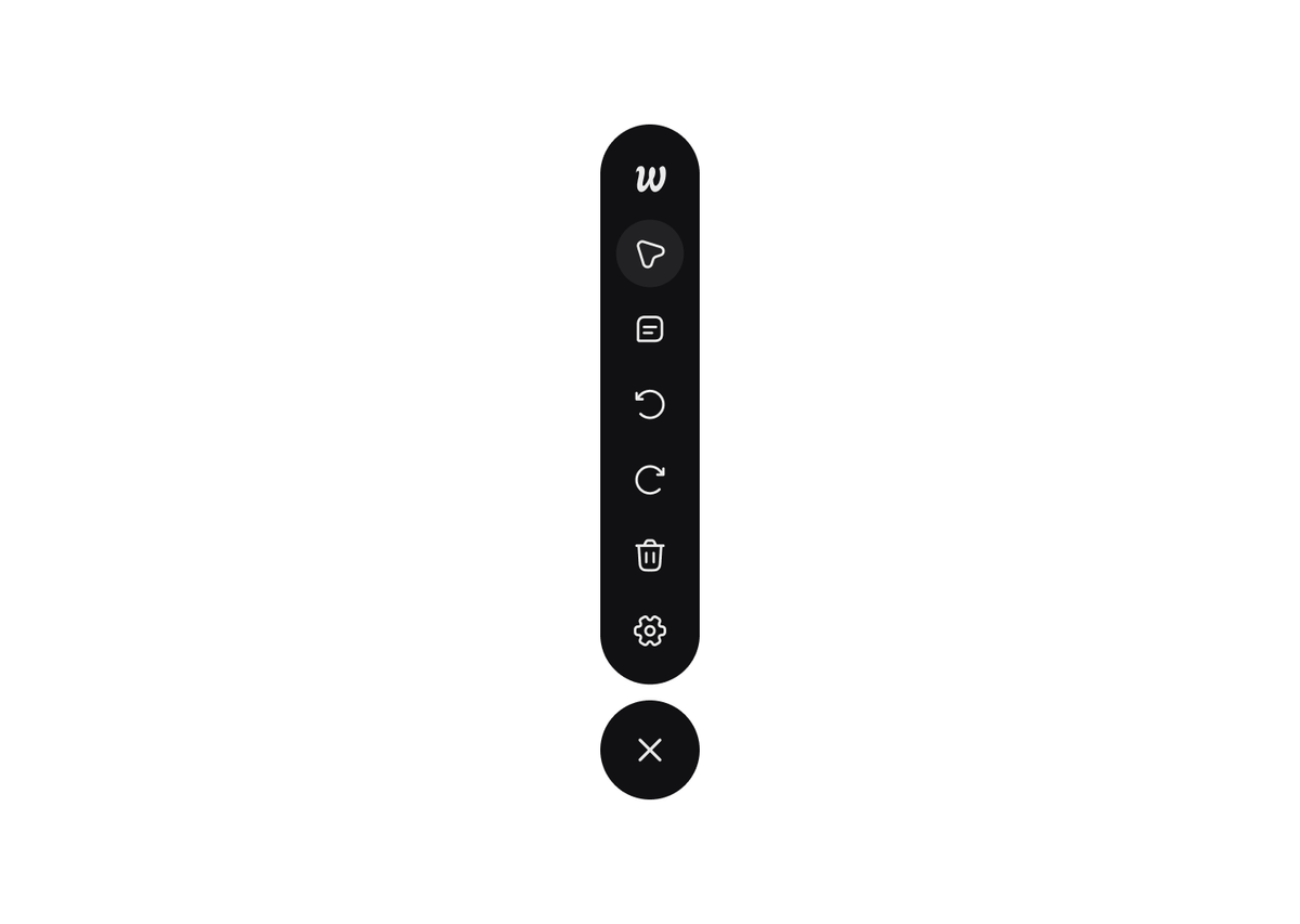 Weevar's vertical tool dock with controls.